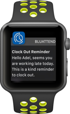 BluAttend Watch Clocking Notification